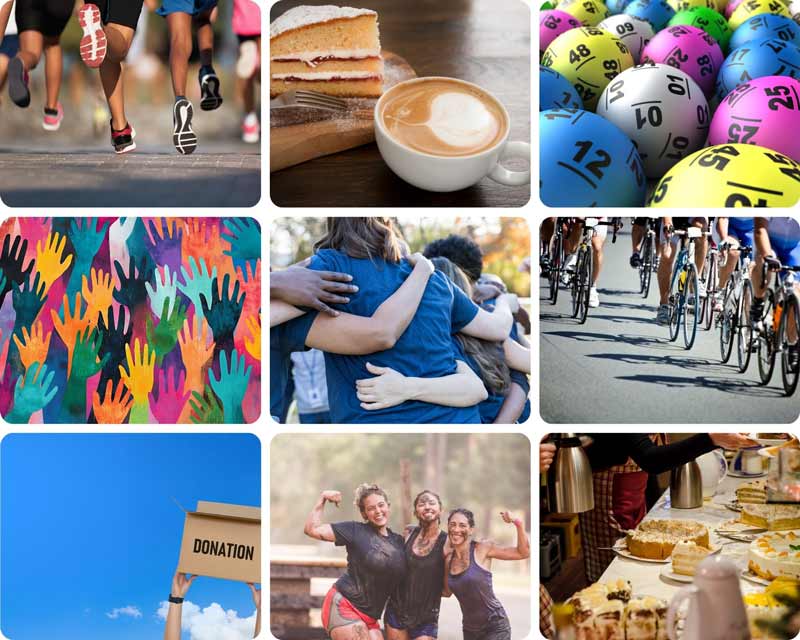 Donate image, collage of things you can do to donate