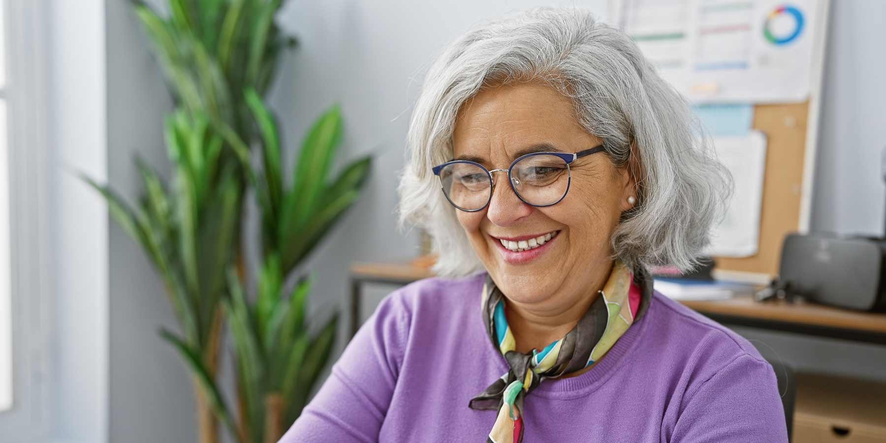 Mature woman enjoying work